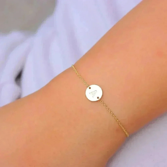 ▶ ENGRAVED PERSONALIZED CHARM- A to Z GOLD INITIAL BRACELET GIRL TEEN, ELDM22240 - Picture 4 of 16